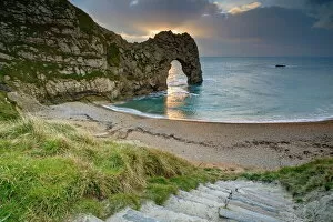 Natural Arch Collection: Winter Sunset at Durdle Door, Jurassic Coast, UNESCO World Heritage Site