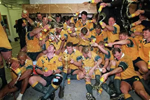 Rugby Fine Art Print Collection: The Australia team celebrate after winning the 1999 Rugby World Cup
