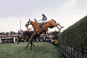 Racing Fine Art Print Collection: L Escargot jumps Bechers Brook on the way to winning the 1975 Grand National