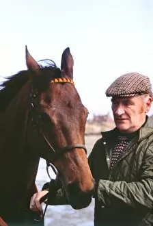 Huntly Pillow Collection: Red Rum and trainer Ginger McCain on Southport Beach