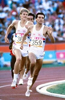 California Mouse Premium Framed Print Collection: Seb Coe and Steve Cram enter the home straight in the 1500m final at the 1984 Los Angeles Olympics