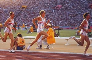 California Mouse Canvas Print Collection: Sebastian Coe leads Steve Cram and Steve Ovett in the 1500m Final at the 1984 Summer Olympics in LA
