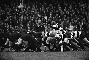 Rugby Fine Art Print Collection: Sid Going and Gareth Edwards during the famous game between the All Blacks and Barbarians in 1973