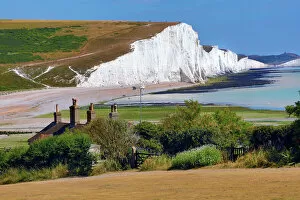 The Haven Photographic Print Collection: The Seven Sisters chalk cliffs, Cuckmere Haven, West Sussex, England, United Kingdom