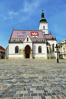 Zagreb Collection: St. Marks Church and cobbles of the Square in Zagreb, Croatia