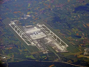Aerial Views Fine Art Print Collection: Aerial view of Munich Airport, Germany