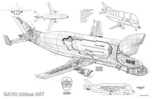 Airbus Premium Framed Print Collection: Airbus A300-600ST Beluga Cutaway drawing