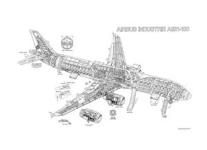 Airbus Cutaway Metal Print Collection: Airbus A321 Cutaway Drawing