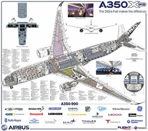 Airbus Premium Framed Print Collection: Airbus A350-900
