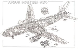 Military Aviation 1946-Present Cutaways Metal Print Collection: Airbus Industrie A310 Cutaway Drawing