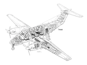 Beech King Air 200 Cutaway Drawing Print