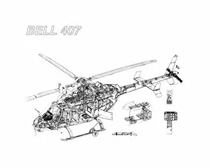 Bell Cutaway Jigsaw Puzzle Collection: Bell 407 Cutaway Drawing