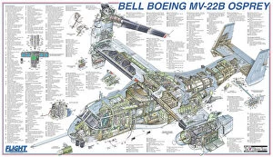 Boeing Cutaway Metal Print Collection: Bell Boeing MV-22B Osprey Cutaway Poster