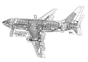 Boeing 737 Poster Print Collection: Boeing 737-100 Cutaway Drawing