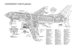Boeing 737 Framed Print Collection: Boeing 737-300 Cutaway Poster