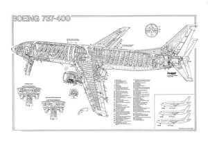 Boeing 737 Premium Framed Print Collection: Boeing 737-400 Cutaway Poster
