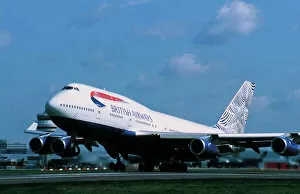 Boeing Premium Framed Print Collection: Boeing 747-400 British Airways taking-off at Gatwick Airport UK