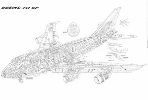 Boeing Photographic Print Collection: Boeing 747 SP Cutaway Drawing