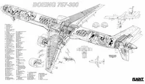 Boeing Cutaway Canvas Print Collection: Boeing 757-300 Cutaway Poster