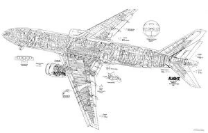 Boeing Metal Print Collection: Boeing 777-200 Cutaway Drawing