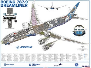 Boeing Cutaway Premium Framed Print Collection: Boeing 787-9