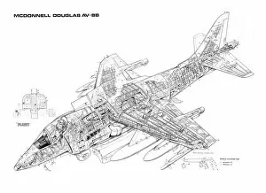 Boeing Pillow Collection: Boeing AV-8B Harrier Cutaway Poster