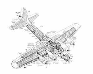 Boeing Cutaway Premium Framed Print Collection: Boeing B-17G Flying Fortress Cutaway Drawing