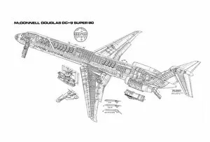 Boeing Cutaway Metal Print Collection: Boeing DC-9 Super 80 Cutaway Drawing