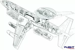 Boeing Cutaway Metal Print Collection: Boeing E-3 Sentry AWACS Cutaway