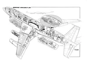 Boeing Cutaway Metal Print Collection: Boeing E-3A AWACS Cutaway Drawing