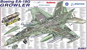Boeing Canvas Print Collection: Boeing EA-18G Growler Cutaway Poster
