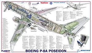 Boeing Cutaway Premium Framed Print Collection: Boeing P-8A Poseidon cutaway poster