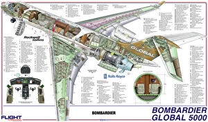 Cutaway Posters Premium Framed Print Collection: Bombardier 5000 Cutaway Poster