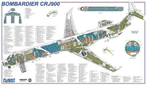 Cutaway Posters Poster Print Collection: Bombardier CRJ900 Cutaway Poster