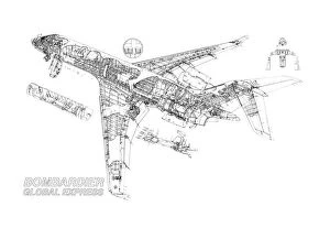 Business Aircraft Cutaways Jigsaw Puzzle Collection: Bombardier Global Express Cutaway Drawing