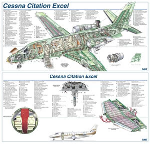 Cutaway Posters Canvas Print Collection: Cessna Citation Excel Cutaway Poster