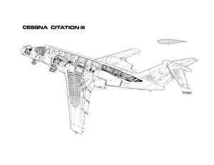 Cessna Cutaway Canvas Print Collection: Cessna Citation III Cutaway Drawing