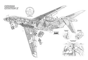 Business Aircraft Cutaways Jigsaw Puzzle Collection: Cessna Citation X Cutaway Drawing