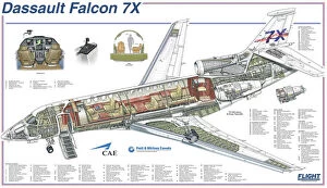 Cutaway Posters Photographic Print Collection: Dassault Falcon 7X Cutaway Poster