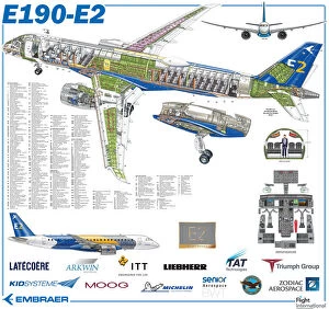 Embraer Metal Print Collection: E190-E2 cutaway