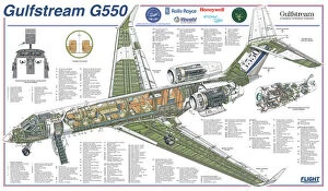 Cutaway Posters Premium Framed Print Collection: Gulfstream G550 Cutaway Poster