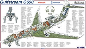 Cutaway Posters Premium Framed Print Collection: Gulfstream G650 cutaway poster