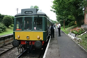 Steam Engine Collection: Diesel rail car at Crowcombe Heathfield station, Somerset, UK