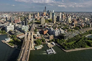 New York City Collection: Aerial of Brooklyn Bridge & Brooklyn, New York, United States of America
