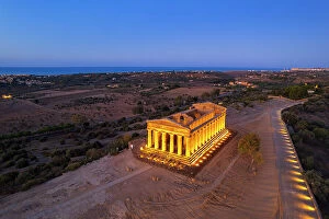 Agrigento Fine Art Print Collection: Aerial picture of the greek temple of Concordia, Akragas, Temples valley of Agrigento