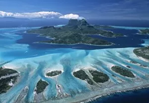 France Pillow Collection: Aerial view over Bora Bora