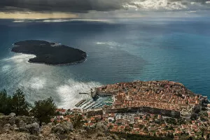 City Walls Collection: Aerial view of Dubrovnik and Lokrum Island, Dubrovnik, Croatia