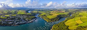 Staycation Collection: Aerial view over Fowey, Cornwall, England