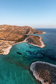 Greece Photo Mug Collection: Aerial view of Myrsini Bay in Polyaigos Island, near Milos and Kimolos Island (Cyclades Islands)