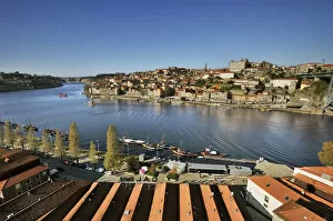 Historic Centre of Oporto Pillow Collection: Aerial view of Oporto, capital of the Port wine, and the Ribeira district, UNESCO